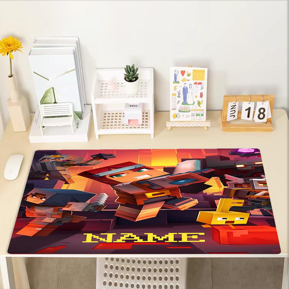 Custom Name Minecraft Theme Mouse Pad, Non Slip Rubber Base, Multifunctional Office & Home Decor, Perfect for Workspace Personalization.
