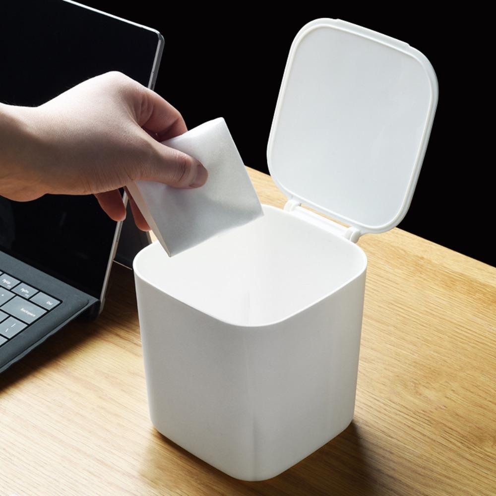 Storage Box Plastic Mini Desktop Bin Large Capacity Nordic Style Small Trashcan Portable Square Garbage Holder Office