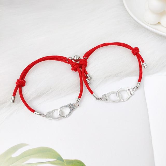 2шт Магнитный Парный Браслет Наручники Braclet Регулируемый Соответствующий Браслет Влюбленных Подарок На День Святого Валентина Пара Brazalete