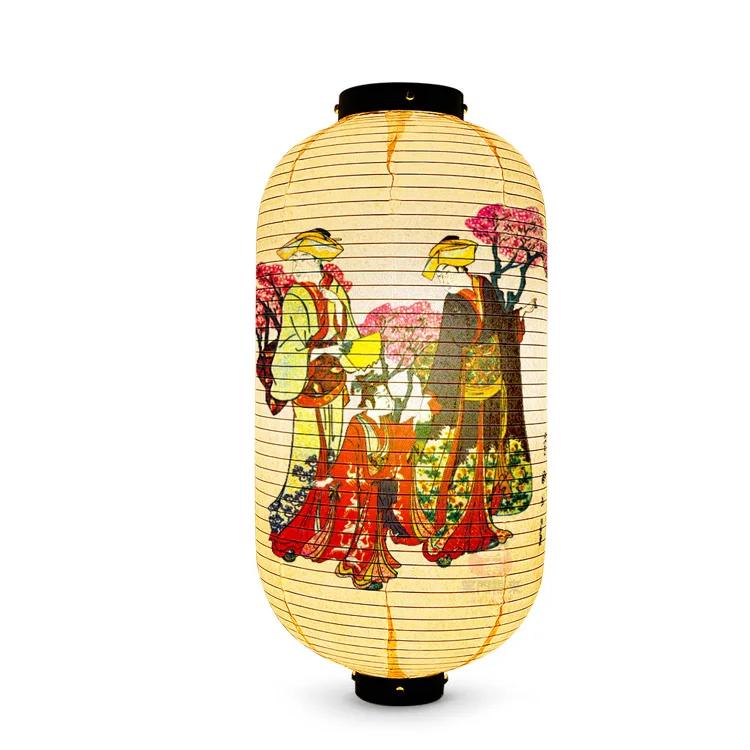 Japanese Style Geisha Pattern Lantern Waterproof Cloth Ukiyo-e Cuisine Restaurant Izakaya Decor Lantern Festival Party Decor