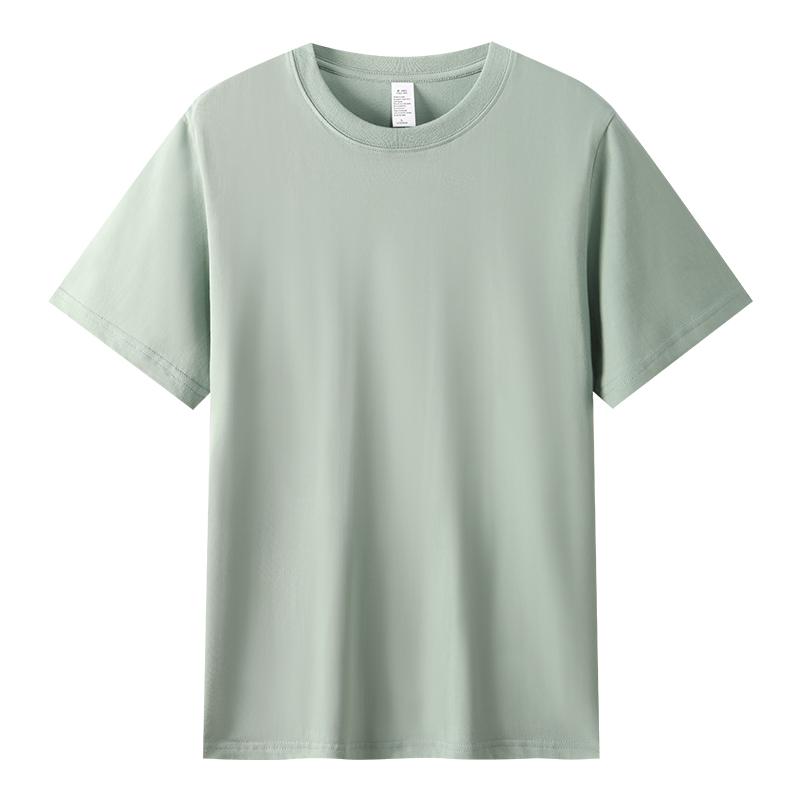 220 г Мужская хлопковая летняя футболка свободного кроя, однотонная футболка с круглым вырезом, повседневная уличная одежда с короткими рукавами