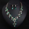 Crystal Gemstone Collarbone Short Necklace Earrings Jewelry Set Fashion Women'S Accessories