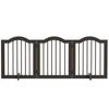 Dog Gate, 3 Panels, Foldable, Solid Wood and MDF, 154.5 x 29.5 x 61 cm, Coffee