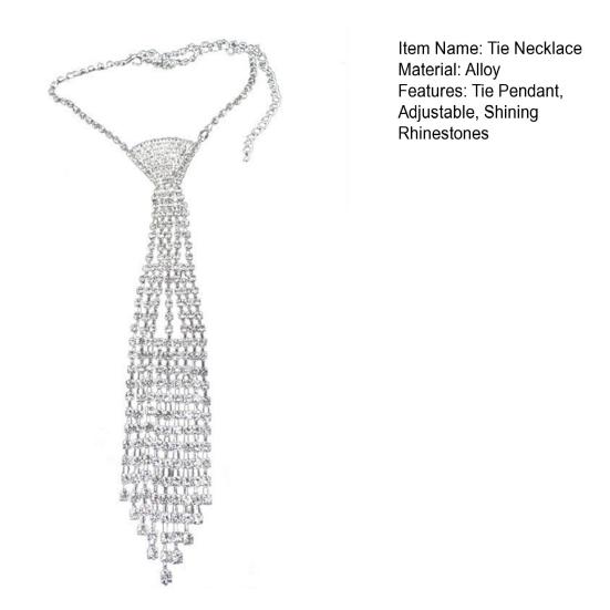 Tassel Pendant Tie Choker Adjustable Necklace Sparkling Rhinestone Necklace Party Prom Necklace Jewelry Gift