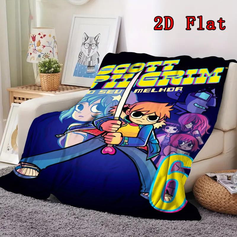 Scott Pilgrim anime design 2D Flat Pattern Flannel Blanket High quality All Seasons Warmth and Comfort Perfect for Christmas Gifts.PMT0914192