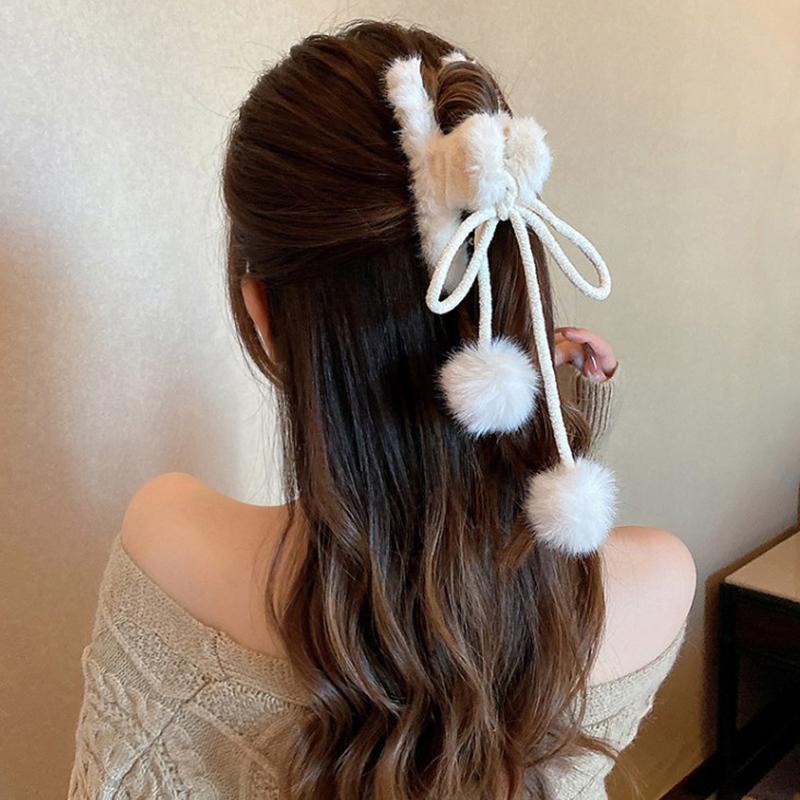 Solid Color Plush Hair Claw Claw Clip Fluffy Elegant Anti-Slip Hair Accessories