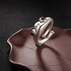 For Women Artistic Design Bohemian Retro Resizable Frog Finger Ring Silver Color Opening Ring