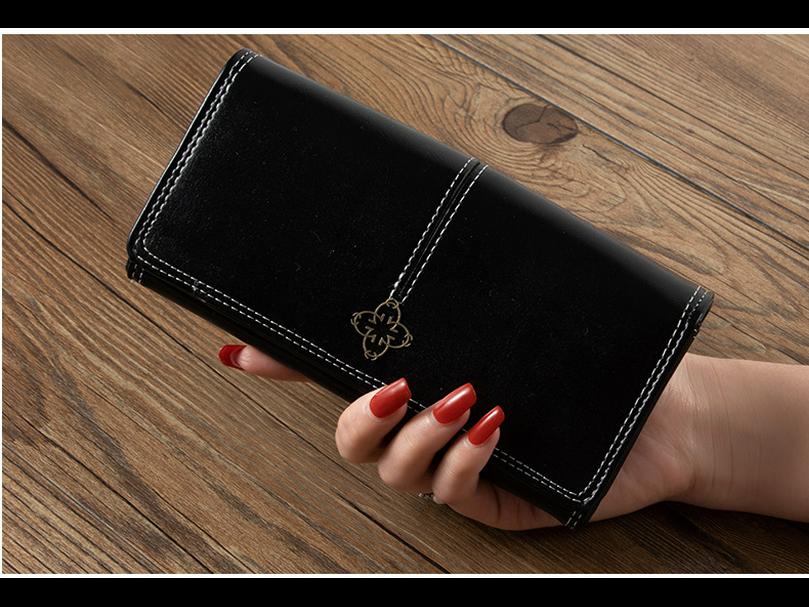 Женский длинный ретро-кошелек на молнии с большой вместимостью и отделениями для нескольких карт - двухсекционная студенческая сумочка