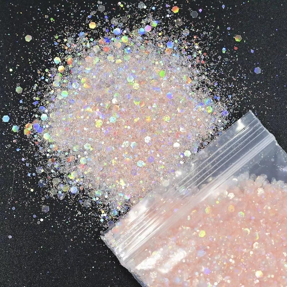 50G Holographic Nail Diamond Glitter Sequins Hexagon Holographic Glitter Polish Decoration