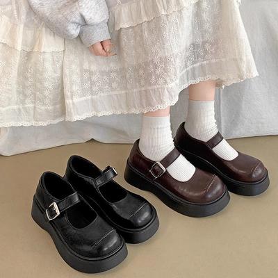 С юбкой, неглубоким горлом, туфли Мэри Джейн, мокасины, французские ретро-туфли на платформе, женские кожаные туфли в британском стиле, новинка 2025 года