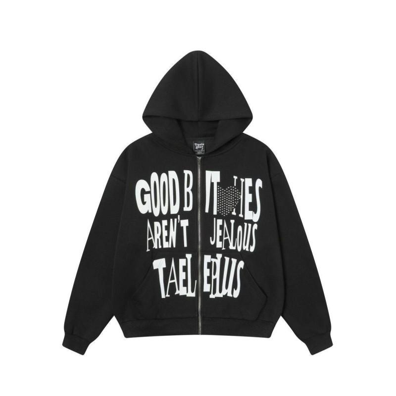 Unisex Oversized Hooded Sweatshirt With Rivet Embroidery Letter Print Fall Casual Pullover