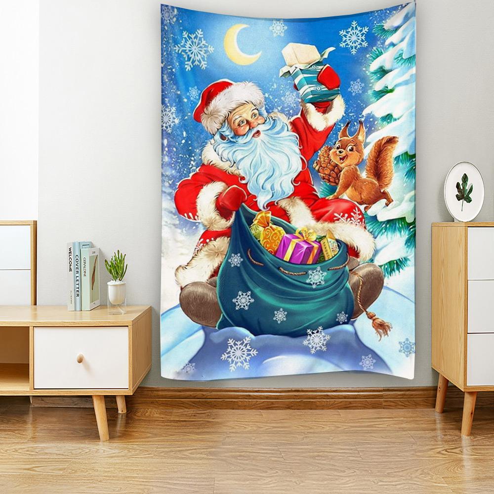 Новый год Рождество Санта-Клаус настенный гобелен арт-деко одеяло занавес висит дома спальня гостиная украшение