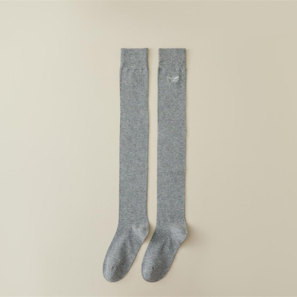 Женские чулки в японском стиле, длинные носки для школьниц в студенческом стиле, хлопковые вязаные однотонные чулки до бедра