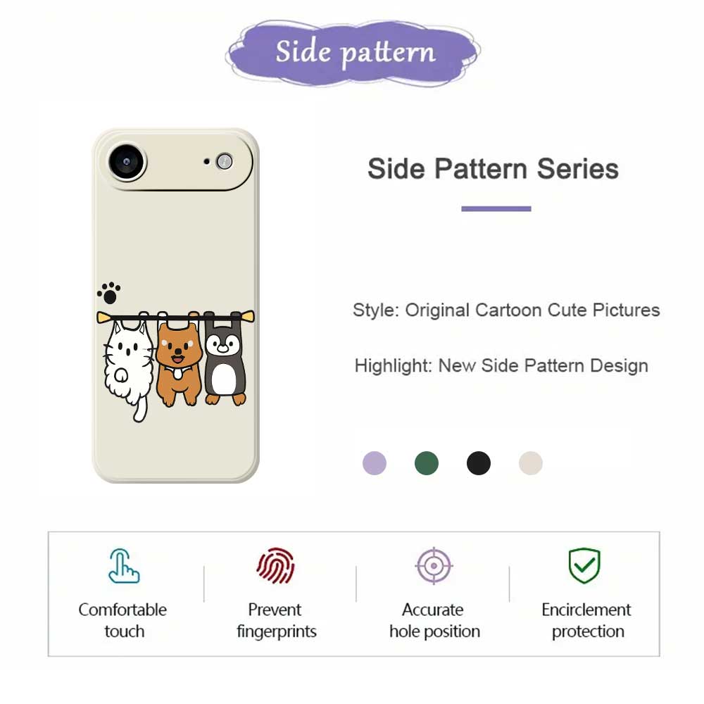 For iPhone 17 Air Case Three Animal Dolls Pattern Printing Straight Edge TPU Phone Back Cover