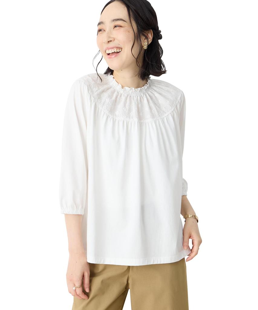 DECOY Shirred Collar Docking White Pullover, Women's, 491223,
