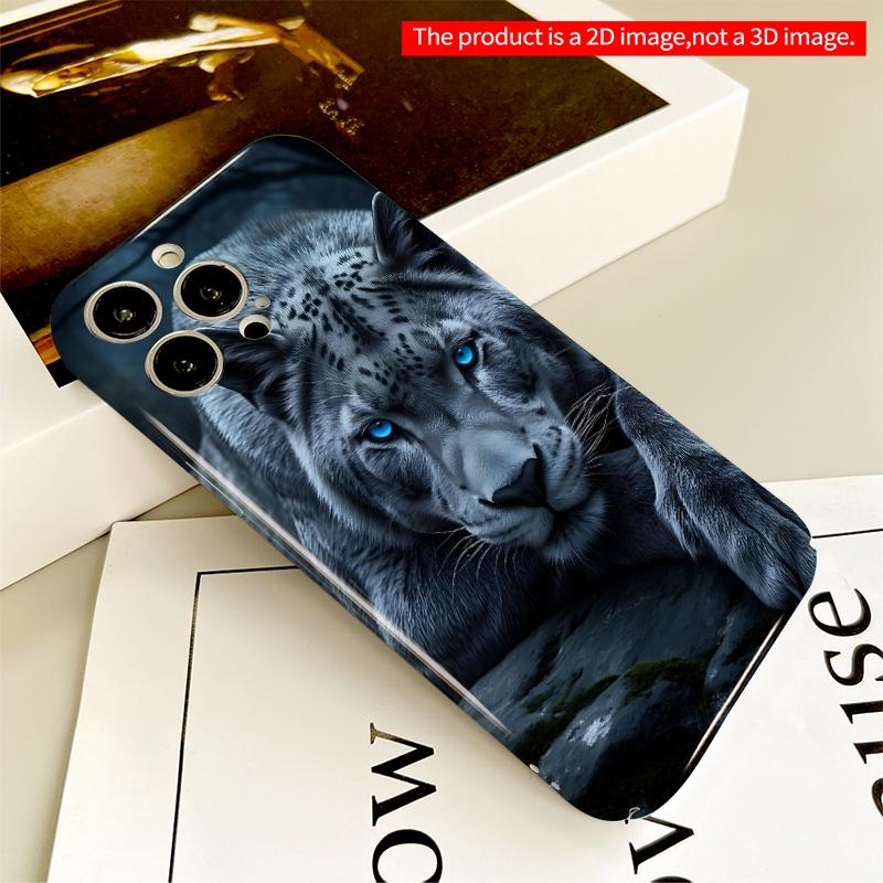 2DFlat Blue-Eyed Snow Leopard on Rock All inclusive film hard iPhone case, compatible with iPhone 18 Pro Max 17 16 15 14 13 12 11