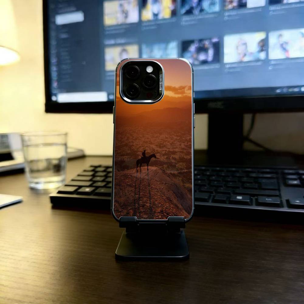 Чехол для телефона Red Dead Redemption 2 (RDR 2) для iPhone 17, 16, 15, 14, 13, 12, 11 Plus, Pro Max, XS, Цветной Серебристо-Черный Чехол
