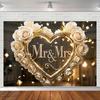 1 шт. Свадебный фон Mr&Mrs с белыми розами и золотыми сердцами, настенный декор для фотосъемки, вечеринки, плаката на день рождения, годовщину для улицы и помещения