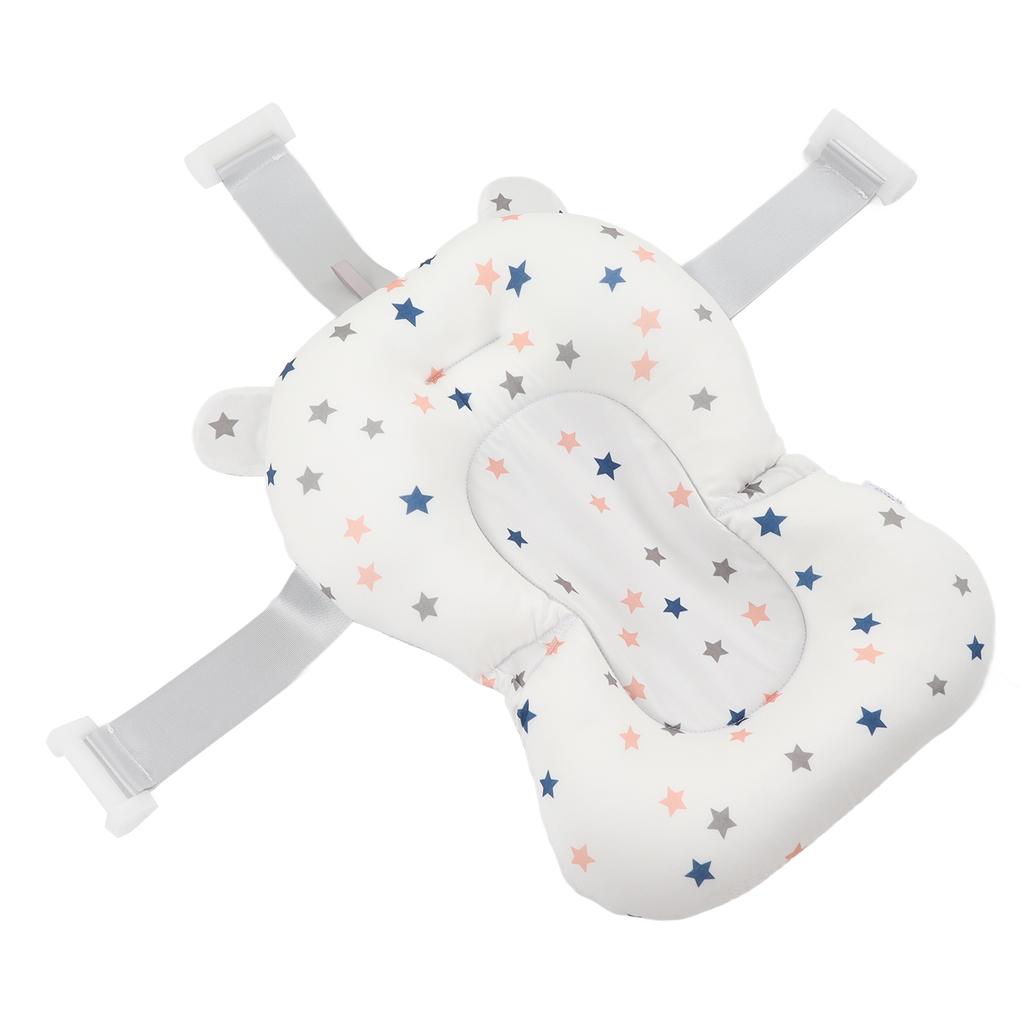 Baby Bath Seat Cushion Floating Safe Foldable Adjustable Infant Bath Supporter for Newborn White