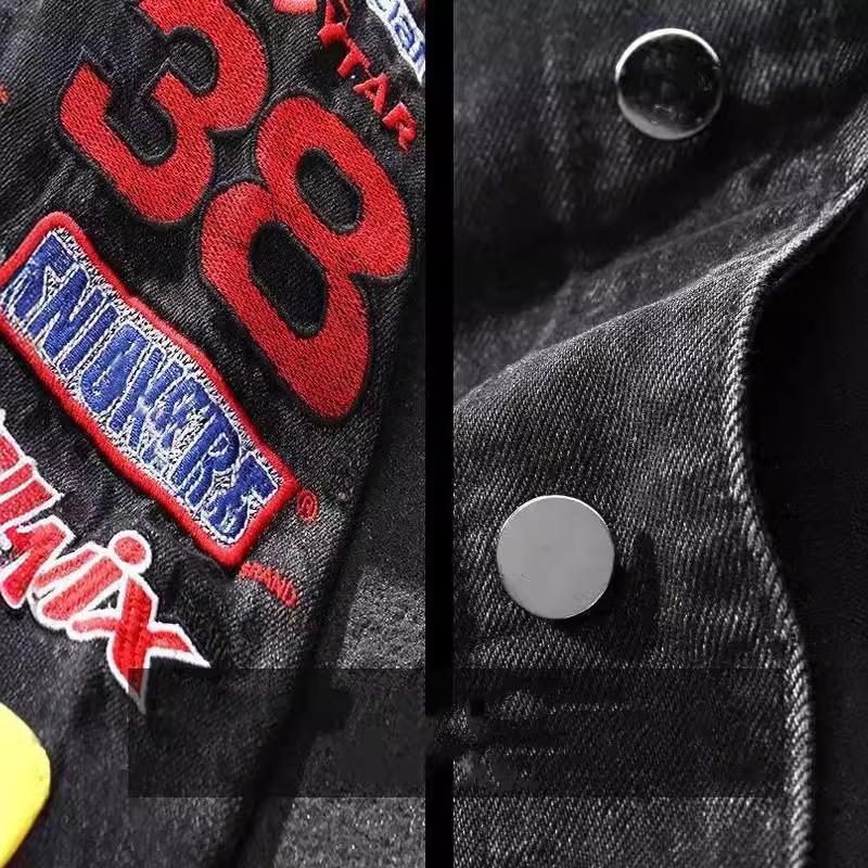 Мужская модная рваная джинсовая куртка: Европейский и американский уличный стиль, свободный крой для подростков, идеально подходит для весны и осени