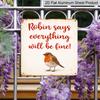 2D Flat, 1pc Vintage Red Robin Bird Wall Plaque - Aluminum Retro Robin Sign, Square Wall-Mounted Decoration Suitable for Gardens, Farmhouses, Cabins