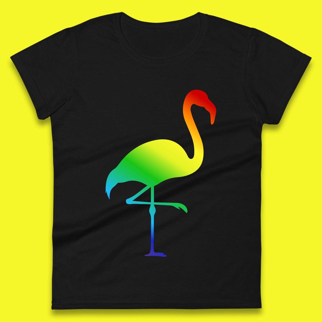 Rainbow Flamingo LGBTQ Gay Rights Pride Parade LGBT Flamingo Lovers Womens Tee T Shirt Mens Tops Unisex Top