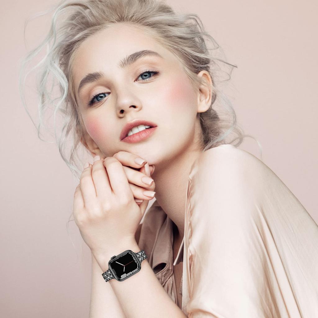 Для Apple Watch Series 10 42 мм / 9 8 7 41 мм / SE (2023) SE (2022) SE 6 5 4 40 мм / 3 2 1 38 мм сменный ремешок для часов из цинкового сплава со стразами