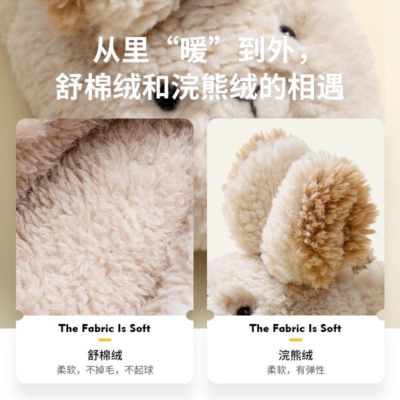 Kids Winter Warm Slip-On House Slippers Girls Boys Soft Fleece Lined Cotton Sole Cartoon Rabbit Design