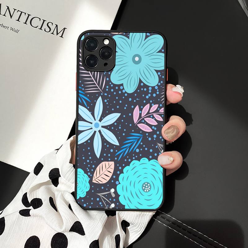 Красивый чехол для телефона с рисунком цветов, матовый прозрачный для iPhone 7 8 11 12 plus mini x xs xr pro max