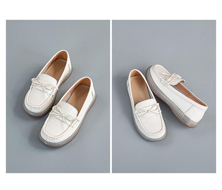 2024 Новые женские белые туфли из коровьей кожи с закрытым носком — универсальная повседневная обувь в стиле вестерн
