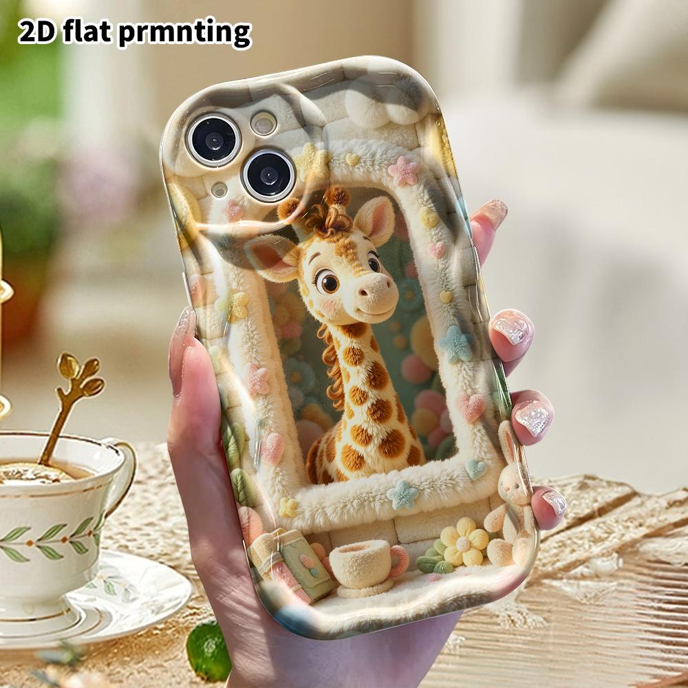 Phone Case: 2D flat, suitable for iPhone 18 17 16 15 14 13 12Pro protective case, giraffe by the window, perfect Christmas and Halloween festival gift