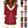 Women's Christmas Fashion Plush V-neck Pullover Sweater Solid Color Long Sleeve Top