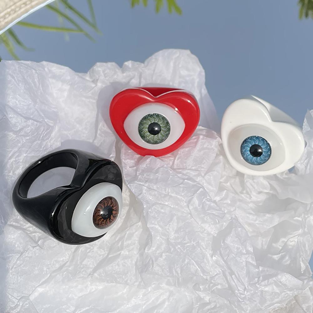 Креативный холодный стиль конфетный цвет панк готический стиль ювелирные изделия подарки кольцо демон глаз палец кольцо из смолы