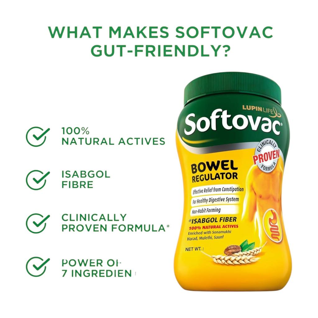 Softovac Isabgol Порошок для регуляции работы кишечника 450 г – Мягкое слабительное, Клетчатка шелухи подорожника, Снимает вздутие живота, Поддерживает пищеварение, Не вызывает привыкания