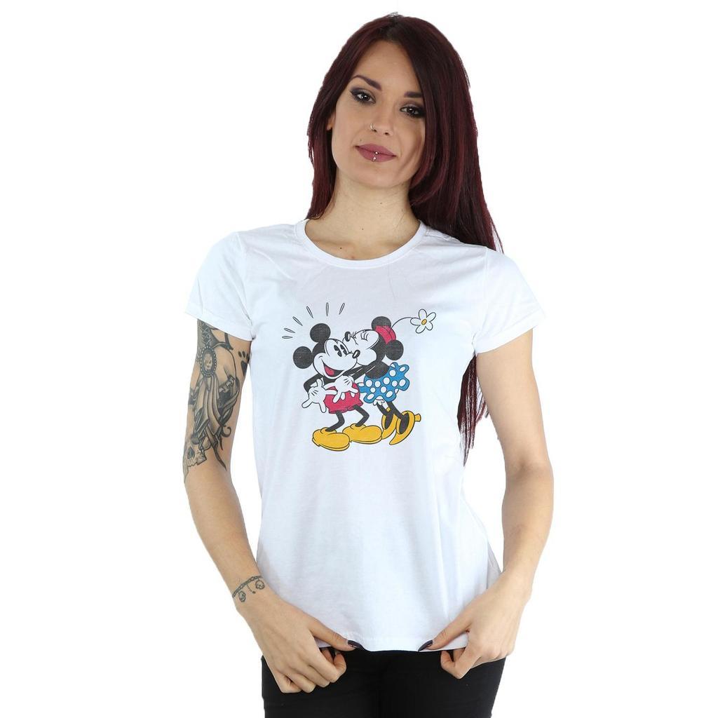 Disney Womens/Ladies Mickey And Minnie Kiss Cotton T-Shirt