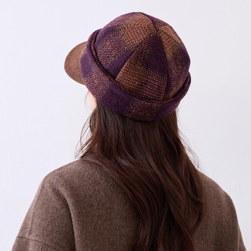 Women S Short Brim Octagonal Hat Retro Literary All Match Cap For Autumn Winter