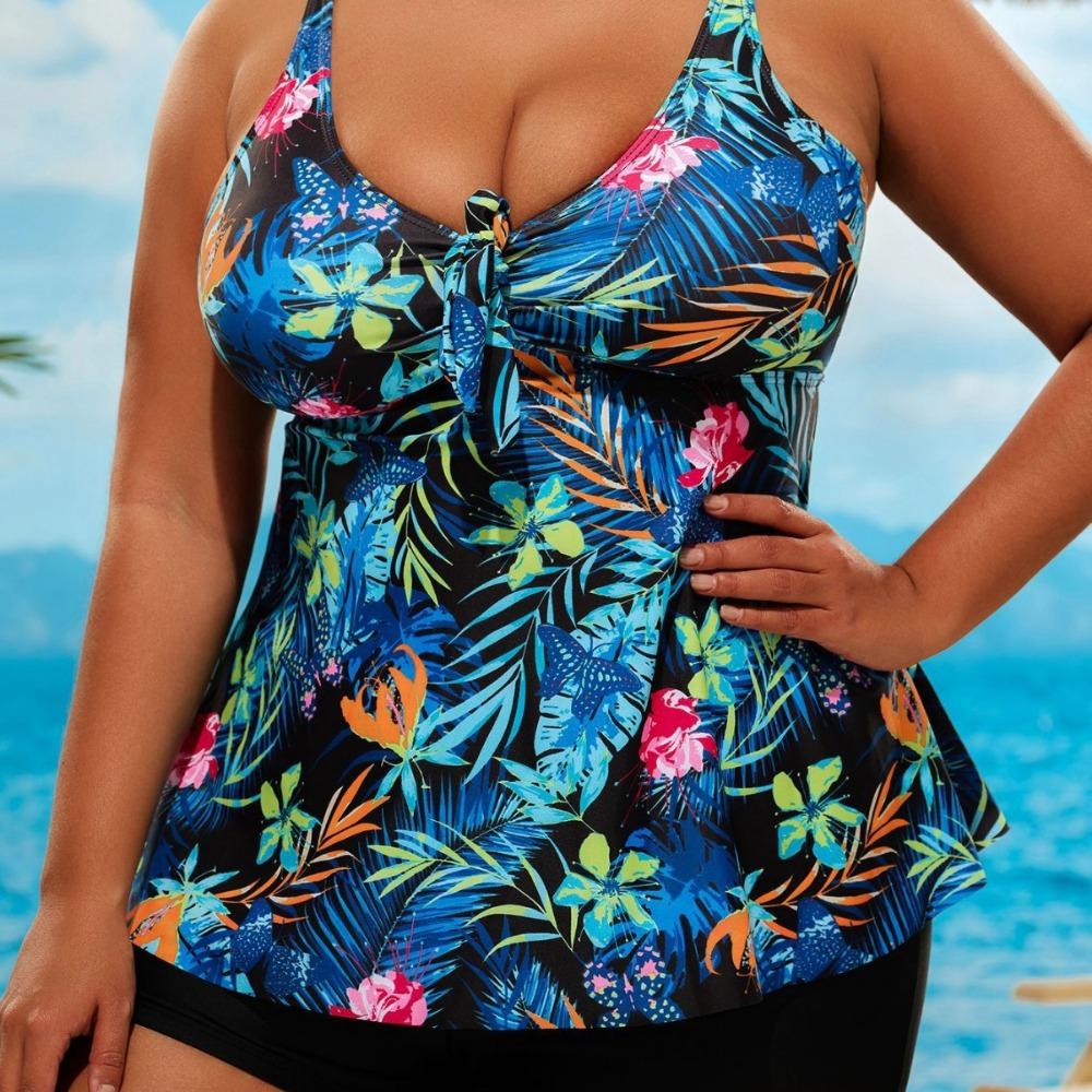 Women's Plus Size Swimsuit Digital Printing Fancy Split Fashion Swimsuit Sexy Beachwear