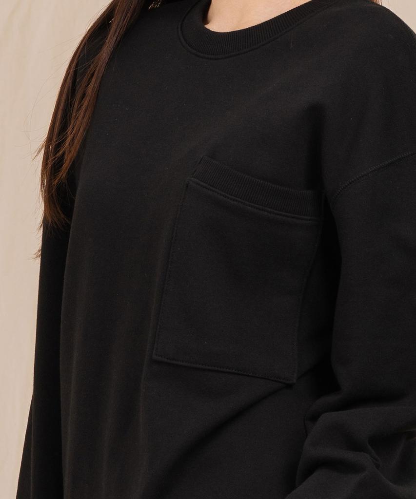 Худи Ellamo Terry Basic Plain с карманом, оверсайз [Черный]