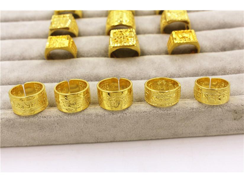 Вьетнамское латунное позолоченное мужское регулируемое кольцо с мантрой из шести слогов: Украшения, вдохновленные европейскими монетами