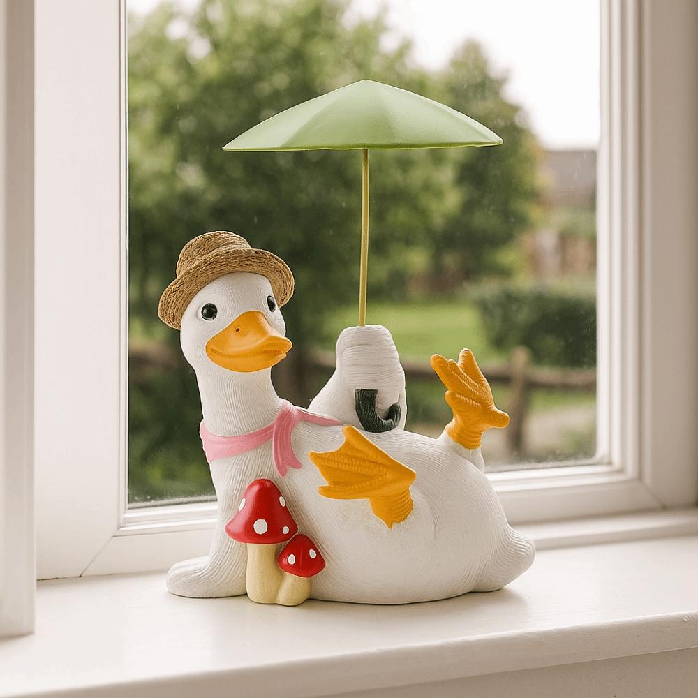 Simulated Duck Umbrella Ornament Handicraft Cartoon Resin Animal Sculpture  Balcony Garden Supplies