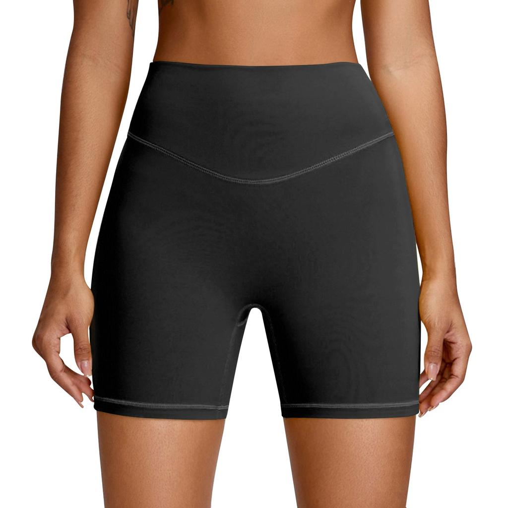 Women's Solid Color Hip Lifting And Abdominal Tightening Yoga Pants Quarter Tight Sports Shorts