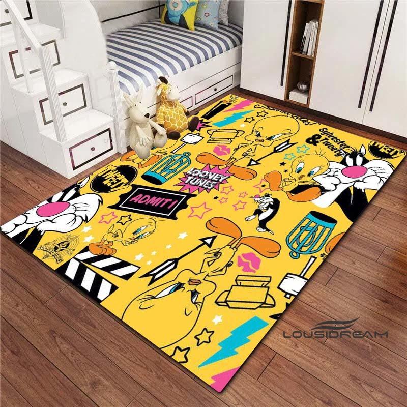 3D printed cartoon TweetyBird rug, suitable for living rooms, bedrooms, sofas, balconies, gardens, etc. Large-sized decorativ