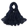Women Scarf Solid Color Wide Edge Design Thin Scarf Breathable Shawl Versatile Head Wrap Stylish Accessory