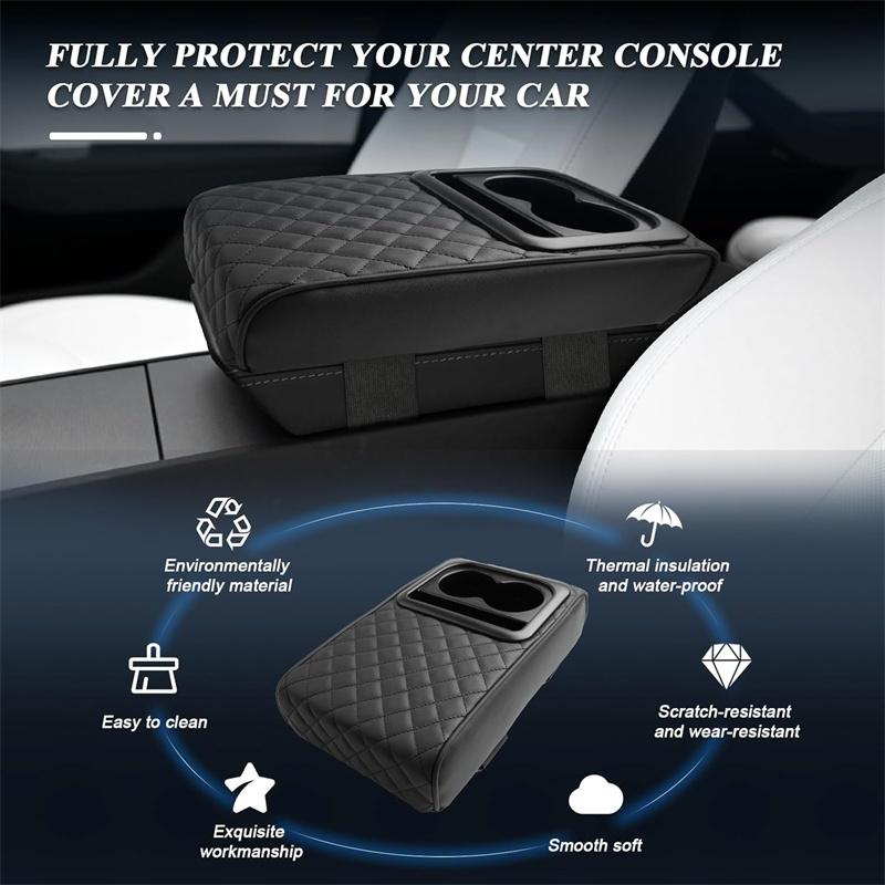 Подушка под подлокотник для центральной консоли с 2 подстаканниками из искусственной кожи, подушка для подлокотника, портативная автомобильная подушка для подлокотника, подушка для высоты