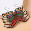 Деревянные серьги с радужной книгой, подарок на выпускной для учителя книги по искусству