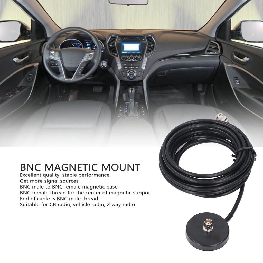 BNC Magnetic Mount, BNC Female to Male Magnetic Mount with 5m RG58 Coaxial Cable, for CB Radios, Car Radios, and Two-Way Radios