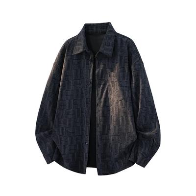 Новые осенние мужские вельветовые рубашки с tie-dye и клеткой, мужская винтажная рубашка с отложным воротником, длинным рукавом, повседневная, на пуговицах