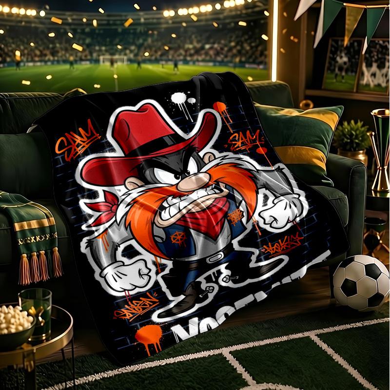 Tazma-nian Devil Spray Art Throws Blanket Flannel Blankets Plush for Couch Bed Gifts for Men Women Travel picnic blanket Christmas fan gifts