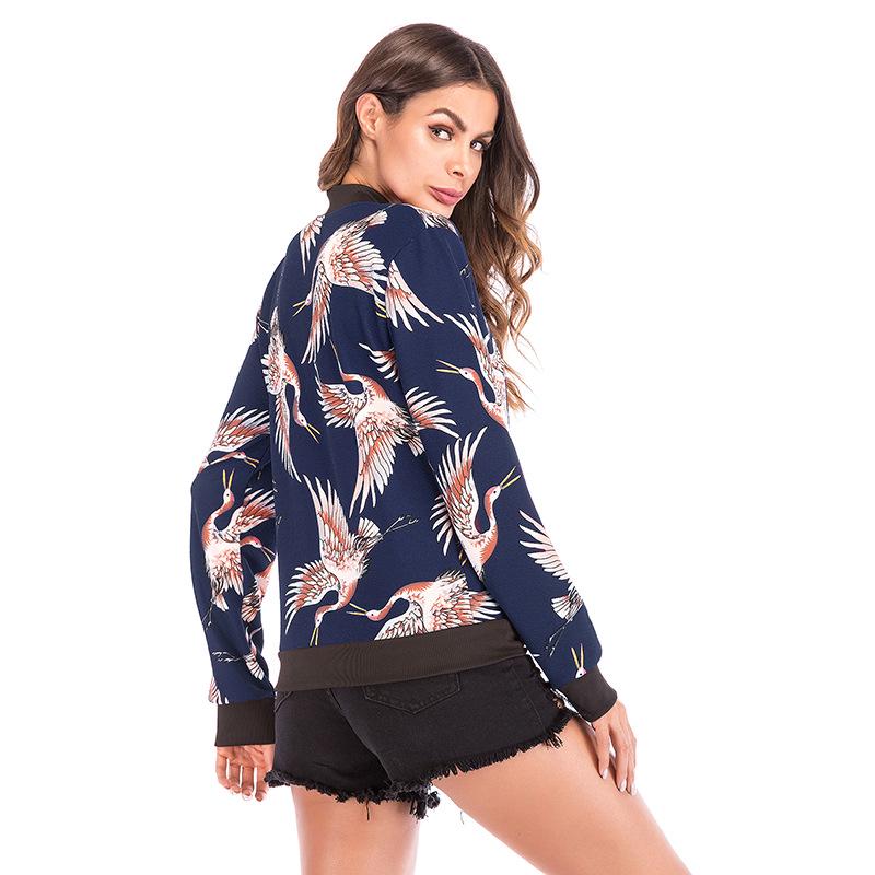 Повседневный тренд Универсальная женская повседневная куртка Пальто принтованная свободная бейсбольная одежда женская