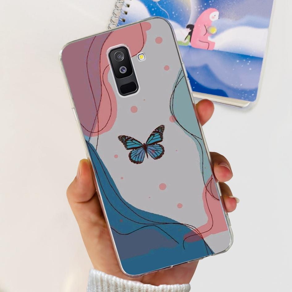 For Samsung A6 Plus 2018 Case SM-A605F New Fashion Butterfly Marble Soft Silicone Funda For Samsung Galaxy A6 A6+ SM-A600F Cover